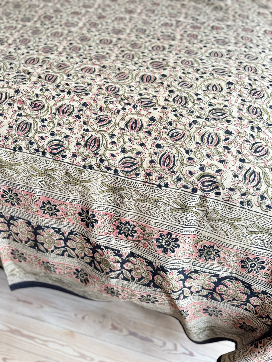 Couvre-lit Bohème California Kantha - Coton - Broderie Main - Réversible - 274x274 Cm